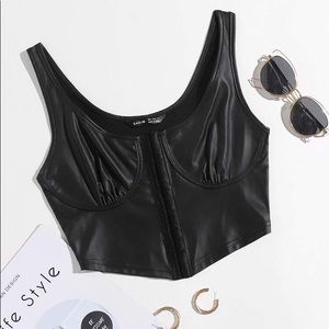 SHEIN FAUX LEATHER BUSTIER TOP